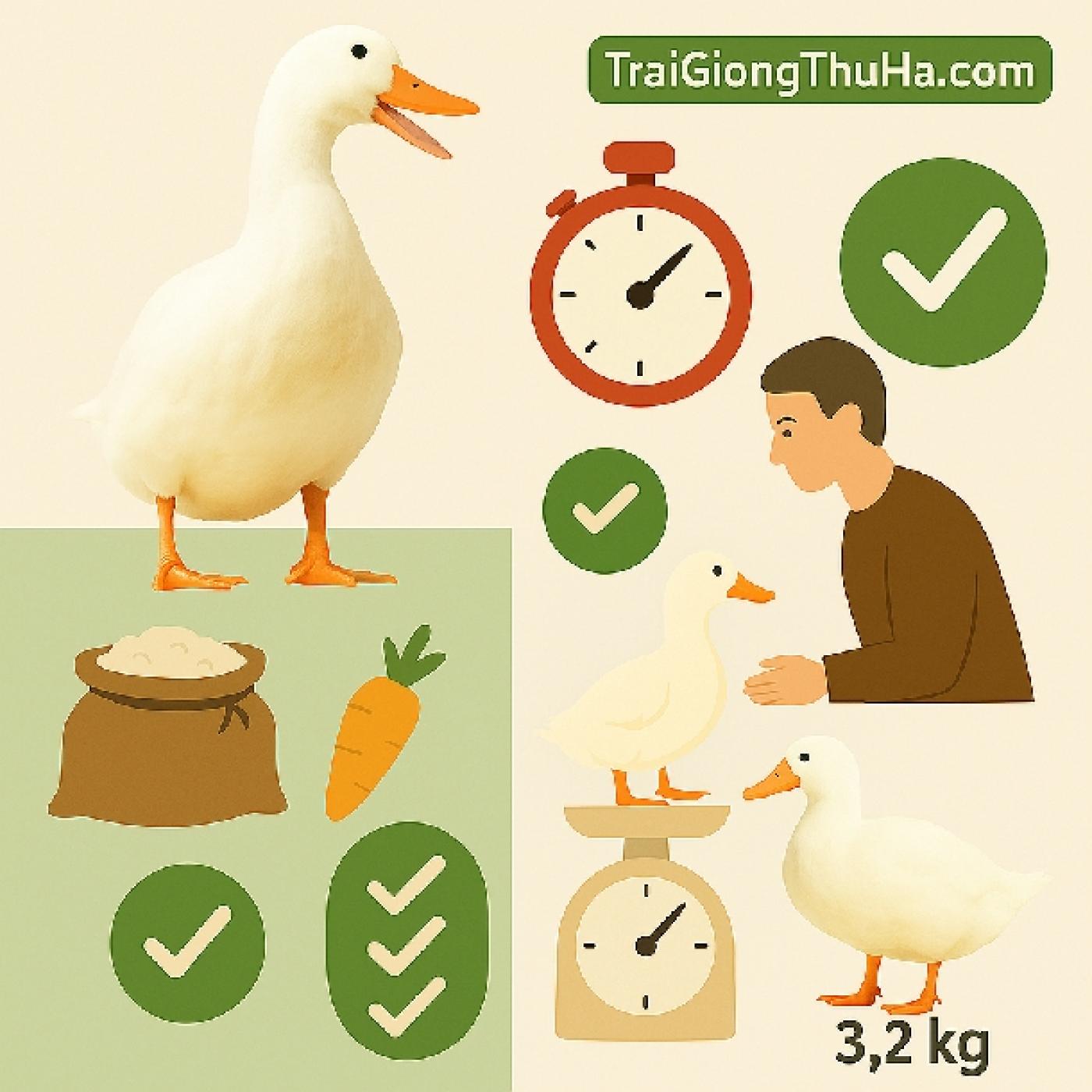 Bí Quyết Nuôi Vịt Siêu Nạc Grimaud 45 Ngày Xuất Chuồng Đạt Trên 3.2Kg