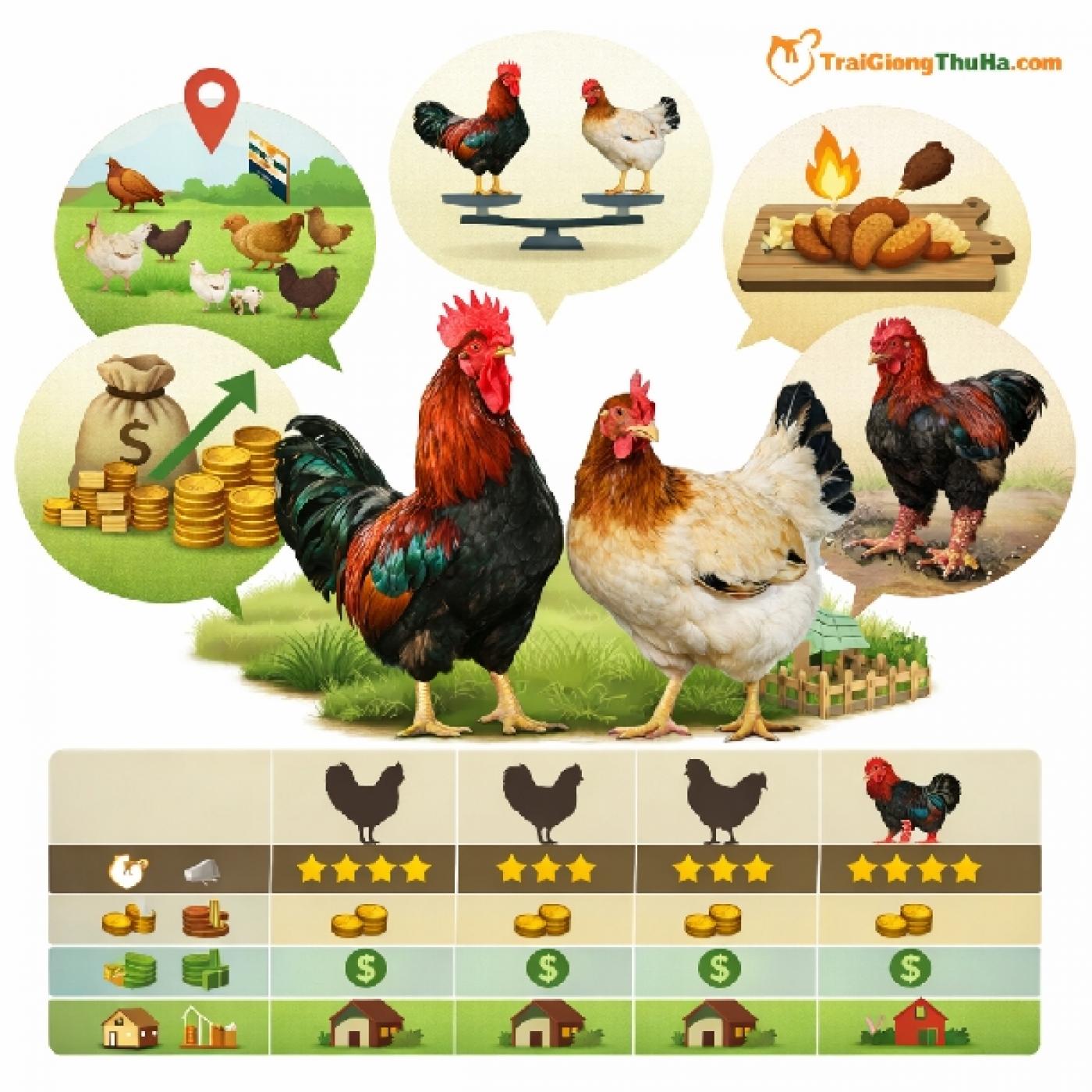 So Sánh Gà Mía Sơn Tây Giống Với Các Giống Gà Nội Khác