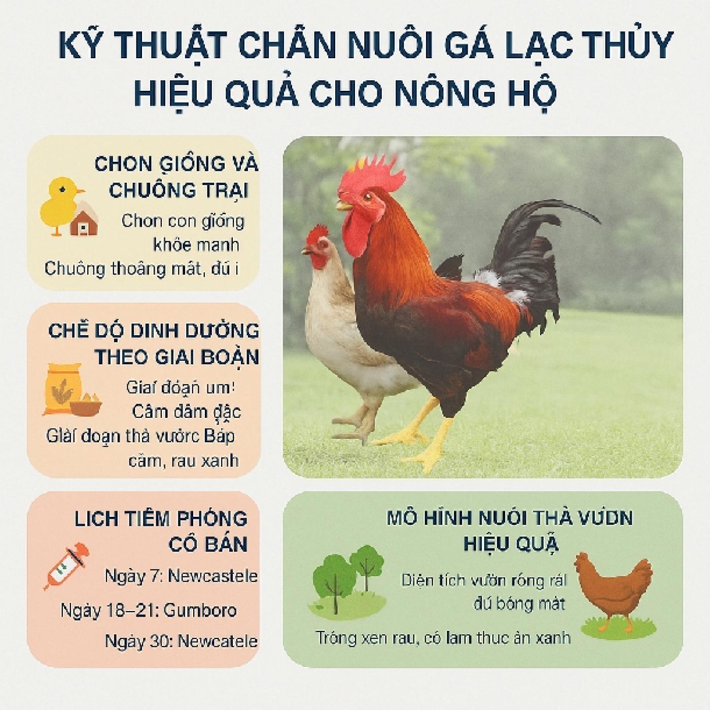 Kỹ thuật chăn nuôi gà Lạc Thủy hiệu quả cho nông hộ