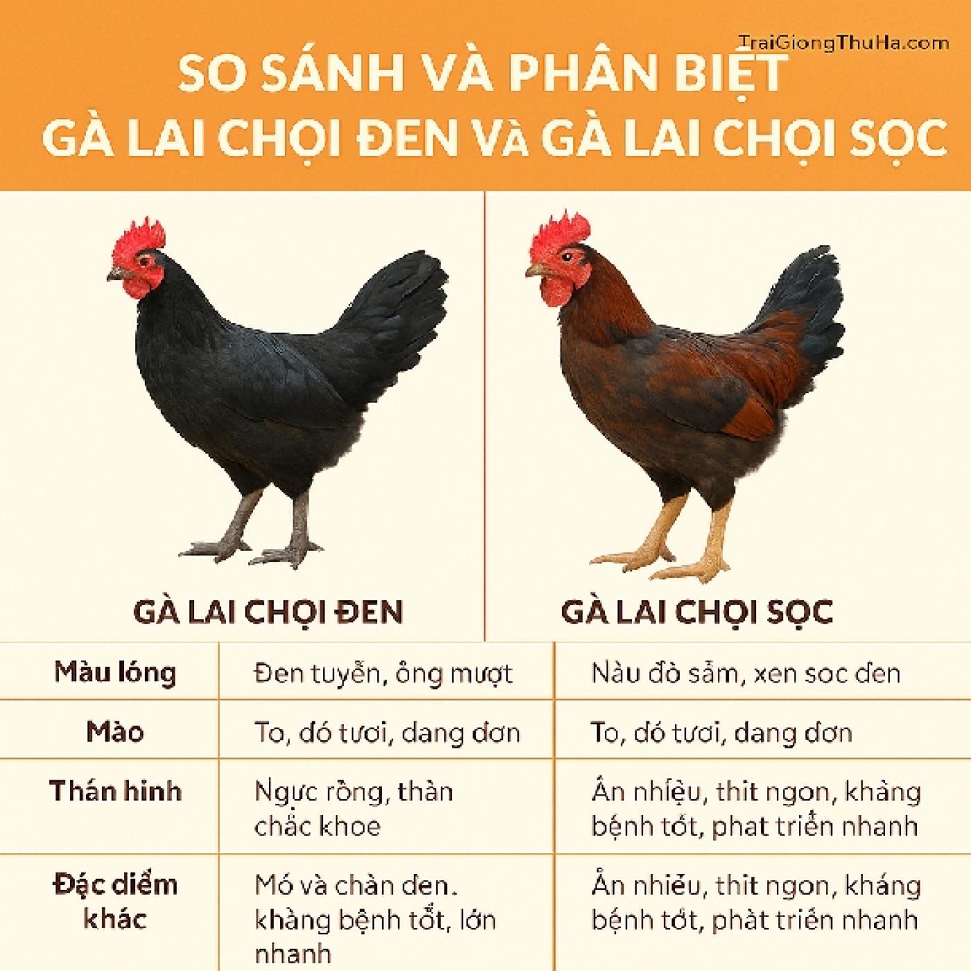 So Sánh Và Phân Biệt Gà Lai Chọi Đen Và Gà Lai Chọi Sọc