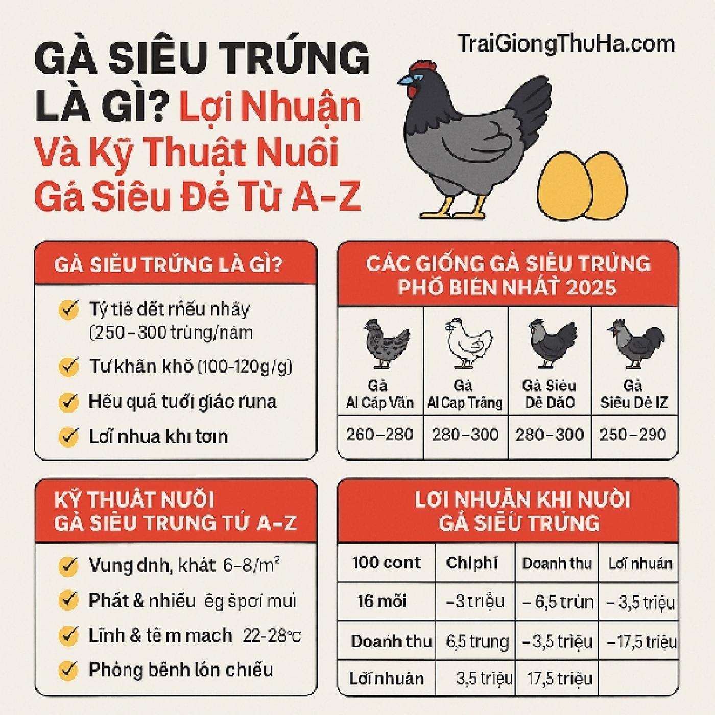 Gà Siêu Trứng Là Gì? Lợi Nhuận Và Kỹ Thuật Nuôi Gà Siêu Đẻ Từ A–Z