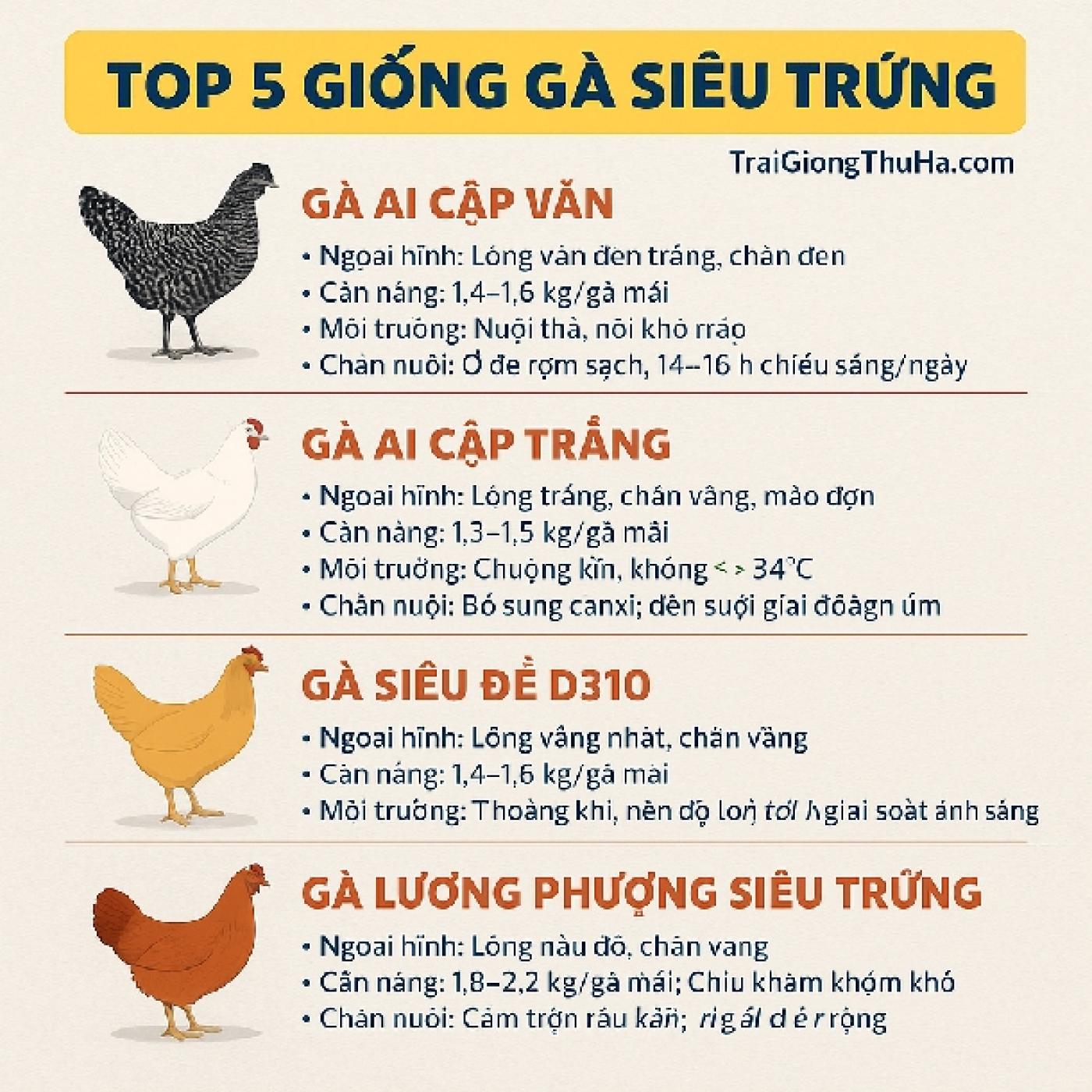 Top 5 Giống Gà Siêu Trứng Đẻ Nhiều Nhất Hiện Nay