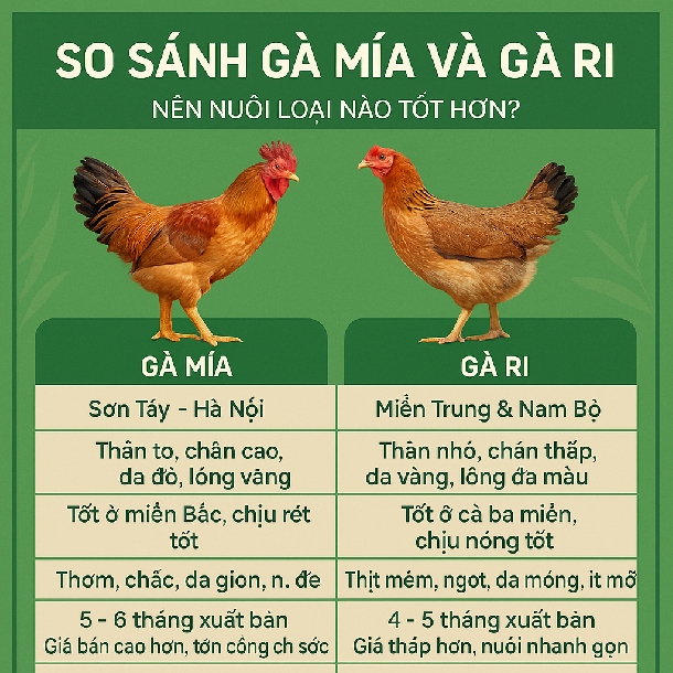 So Sánh Gà Mía Và Gà Ri: Nên Nuôi Loại Nào Tốt Hơn?