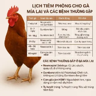 Lịch tiêm phòng cho gà mía lai và các bệnh thường gặp