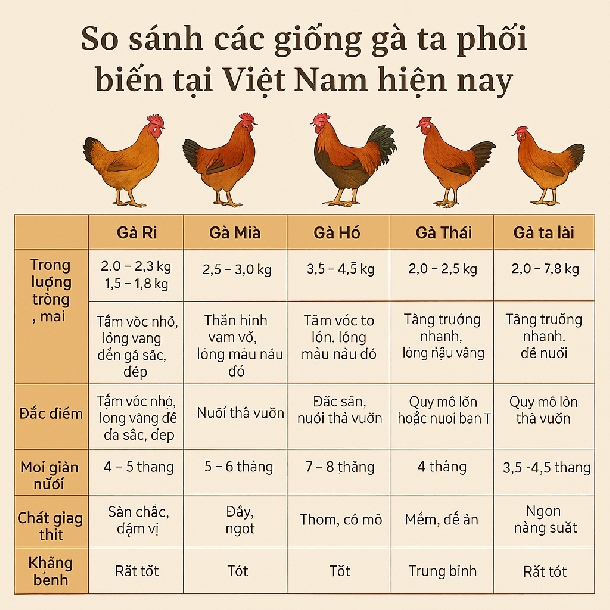 So sánh các giống gà ta ngon và phổ biến nhất Việt Nam hiện nay