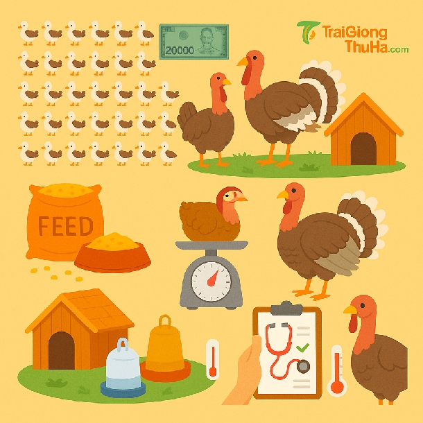 Nuôi 50 Con Gà Tây Cần Bao Nhiêu Tiền? Lợi Nhuận & Kỹ Thuật Nuôi Hiệu Quả 