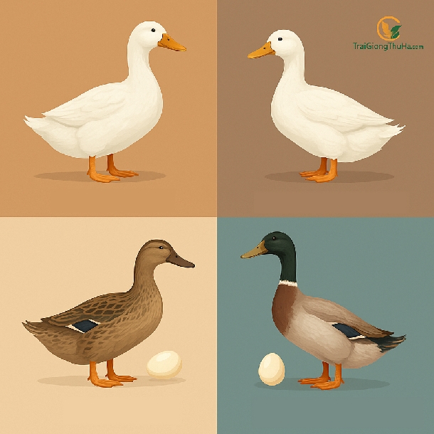 So Sánh Vịt Siêu Trứng: Super M, Cherry Valley, Vịt Cỏ Lai, Vịt Triết Giang Cổ Cò