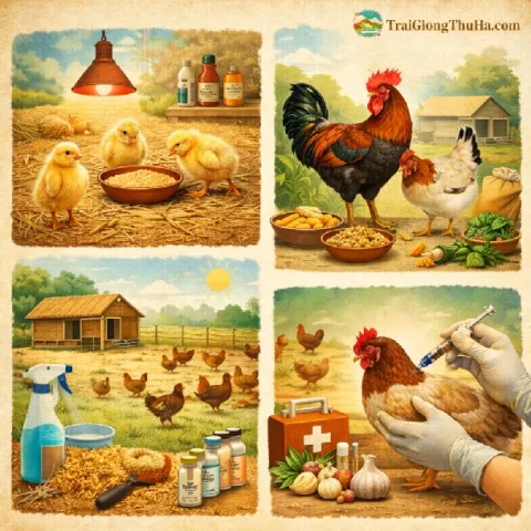 Thức Ăn và Kỹ Thuật Chăm Sóc Gà Mía Sơn Tây Giống Hiệu Quả